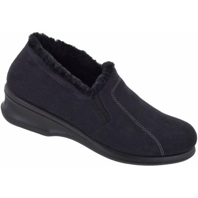 2516-90 Black Washable Microvelour House shoes/Genuine Sheepskin Lining HALF PRICE!