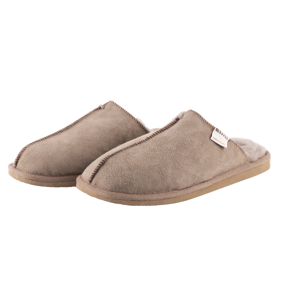 Hugo Slippers Stone suede leather full sheepskin lined