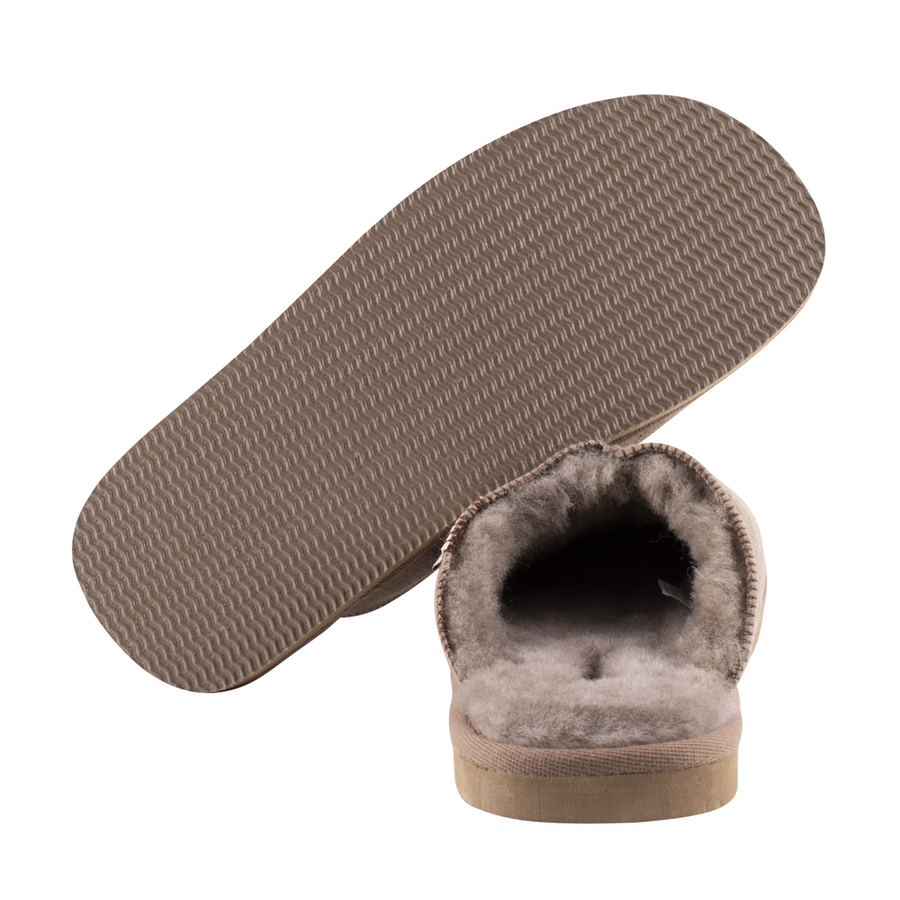 Hugo Slippers Stone suede leather full sheepskin lined