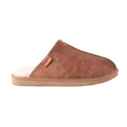 Shepherd of Sweden Hugo Slippers Antique Cognac Suede Leather Sheepskin