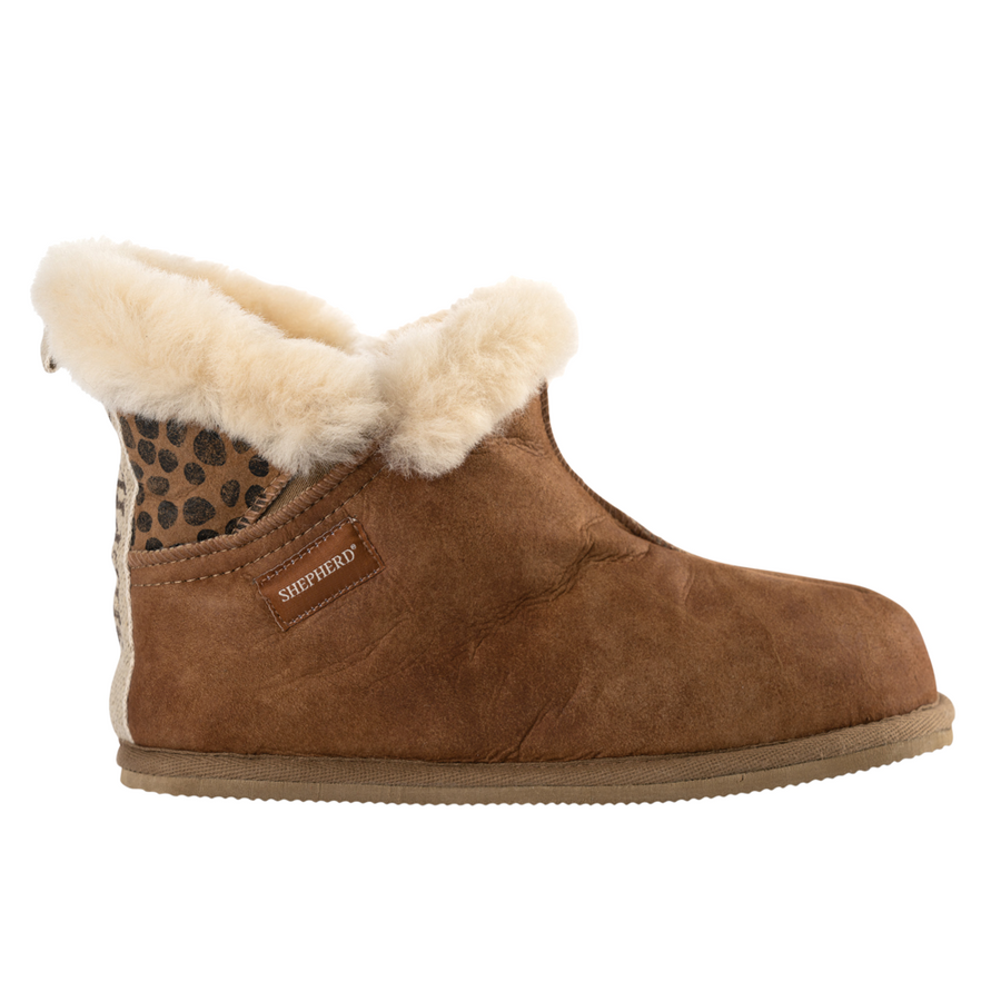 Shepherd of Sweden Bella Cognac Leopard natural sheepskin from