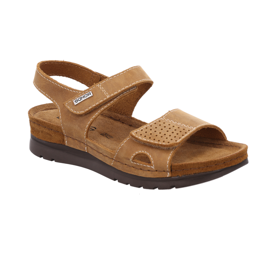 6159-74 Brown Brush Leather Velcro Sandal