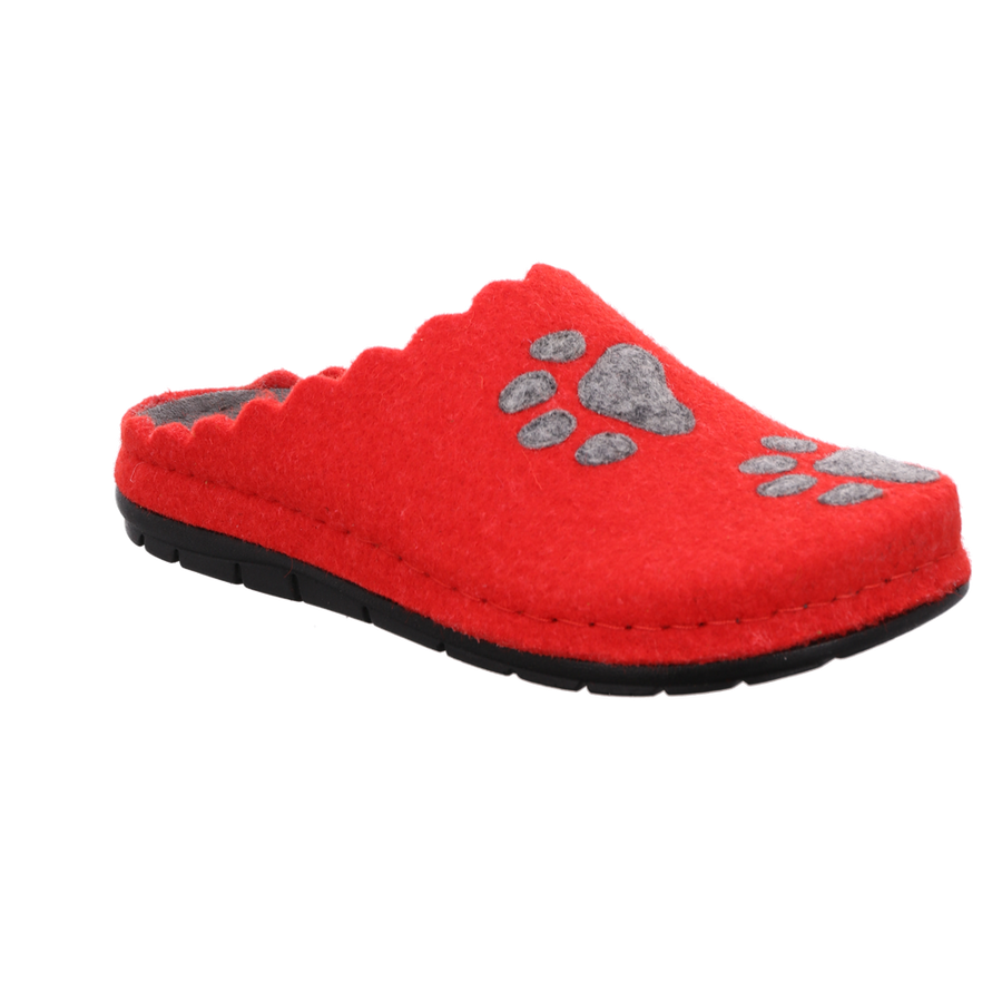 6199-41 Red Paw Print Mule Slippers